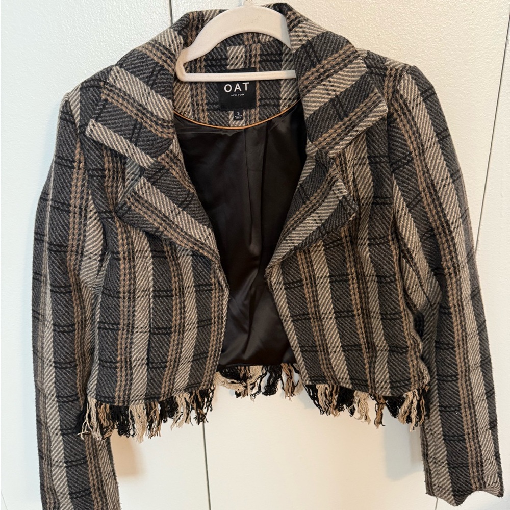 Women's Black and Brown Plaid Jacket